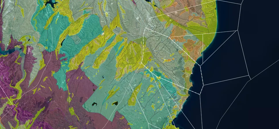 New Zealand: satellite imagery with Macrostrat's geologic map over it