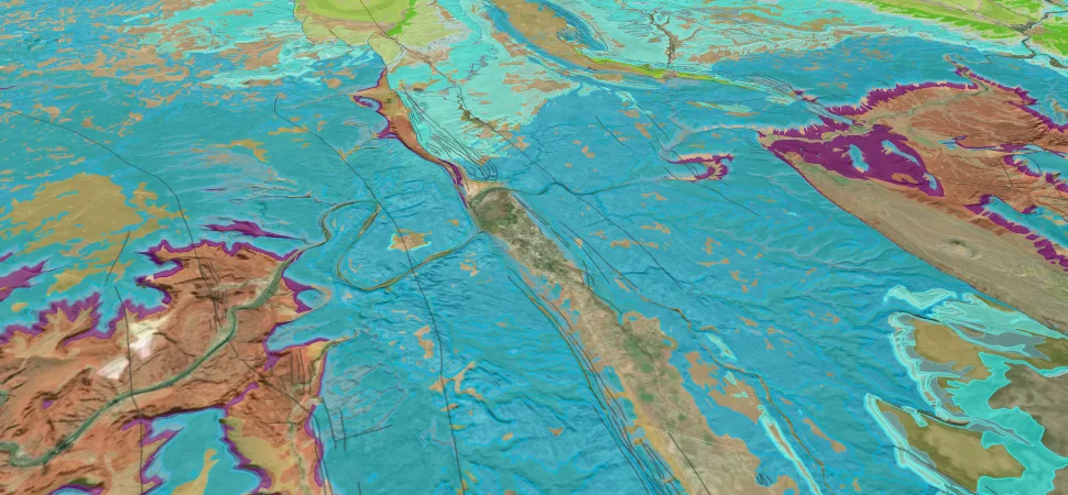 Canyonlands and the Paradox Basin: satellite imagery with Macrostrat's geologic map over it